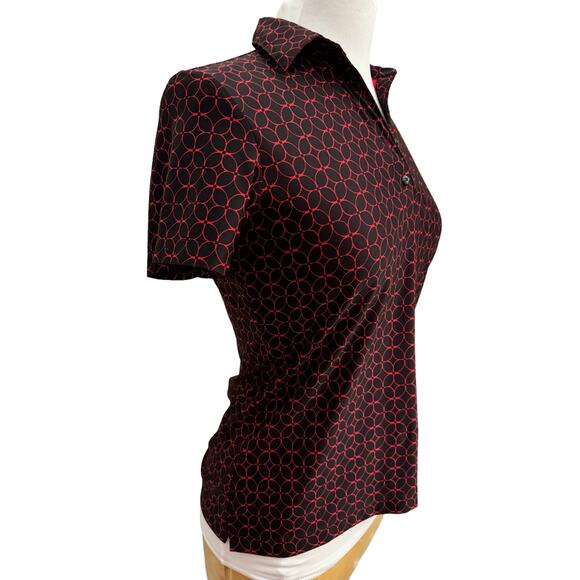 Greg Norman Women's Short Sleeve Red Patterned Button Neck Golf Shirt S/P - Picture 4 of 6